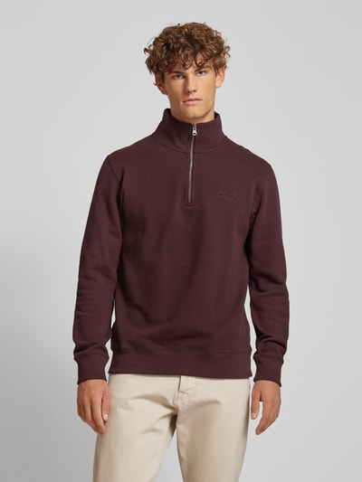 Superdry Troyer mit Label-Stitching Modell 'Essential' Bordeaux 4