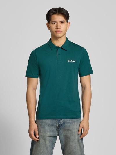 JACK & JONES poloshirt met labelprint model 'BRANDON' Petrol - 4
