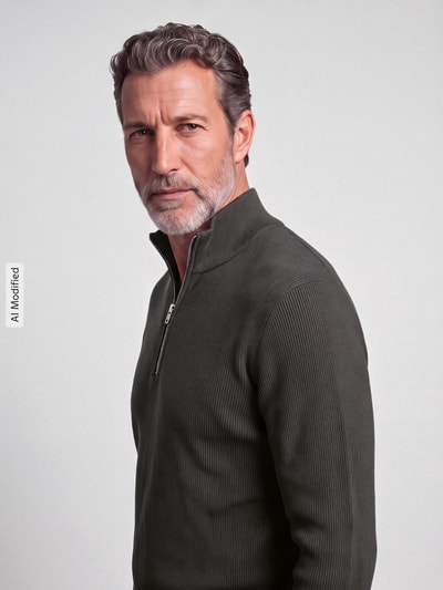 ONLY & SONS Regular Fit Troyer aus Baumwoll-Mix Modell 'PHIL' Schlamm 3