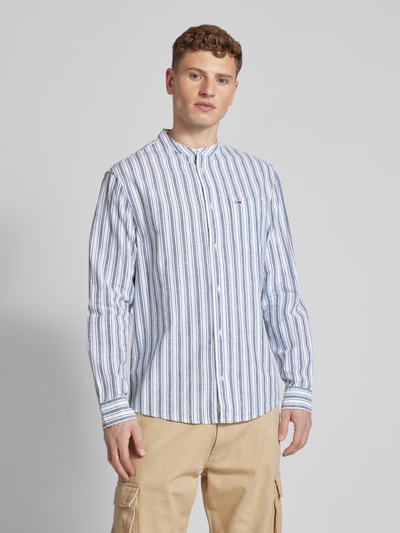 Tommy Jeans Regular fit vrijetijdsoverhemd met opstaande kraag Marineblauw - 4