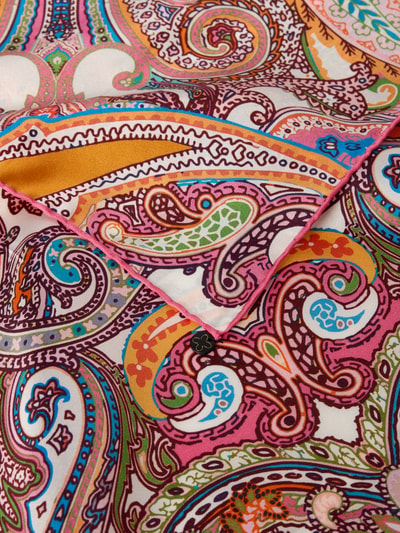 Productfoto, Seidentuch mit Allover-Paisley-Print van Codello, rechthoekige pasvorm, pure zijde, kleurrijke paisleyprint, logo-applicatie, formaat 63 x 63 cm