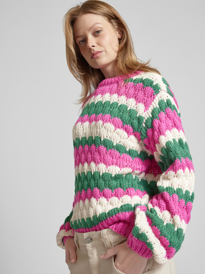 YAS Strickpullover mit Zopfmuster Modell 'BUBBA' Pink 3