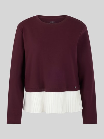 Marc Cain Loose fit shirt met lange mouwen van katoenmix met geplisseerd volantdetail Bordeaux - 2