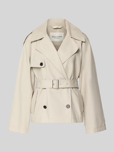 Produktfoto, Regular Fit Trenchcoat aus Baumwoll-Lyocell-Mix von Marc O'Polo, beżowy, krój regular fit, kołnierz z klapami, podwójny rząd guzików, pasek w talii, długie rękawy z patkami, boczne kieszenie, gładka tkanina