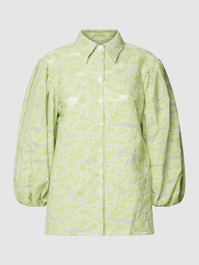 MOS MOSH Bluzka koszulowa ze wzorem na całej powierzchni model ‘MAGANA’ Jabłkowozielony 2