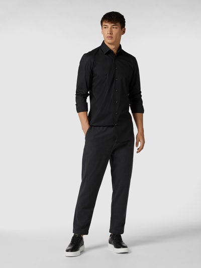 Jake*s Slim Fit Business-Hemd aus Popeline  Black 1