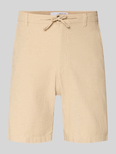 Selected Homme Slim Fit Bermudas aus Baumwoll-Leinen-Mix Modell 'BRODY' Beige 2