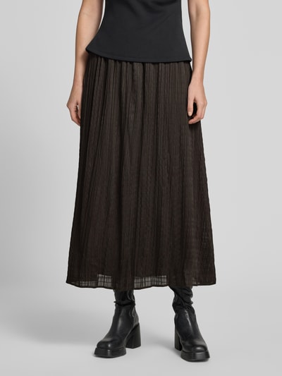 COMMA Midirok met structuurpatroon en elastische band Donkerbruin - 4