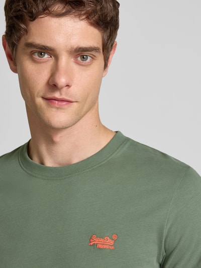 Superdry T-shirt met labelstitching Kaki - 3