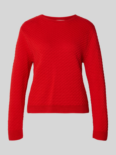 Produktfoto, leuchtend roter Regular Fit Pullover aus reiner Baumwolle von Tom Tailor, Damen Pullover von Tom Tailor, strukturierte Oberfläche