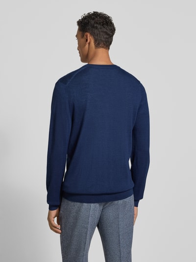 Christian Berg Men Gebreid jack met V-hals Donkerblauw gemêleerd - 5