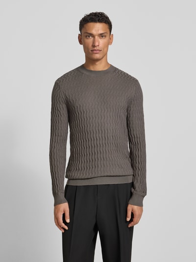 ARMANI EXCHANGE Wollen pullover met structuurmotief Middengrijs - 4