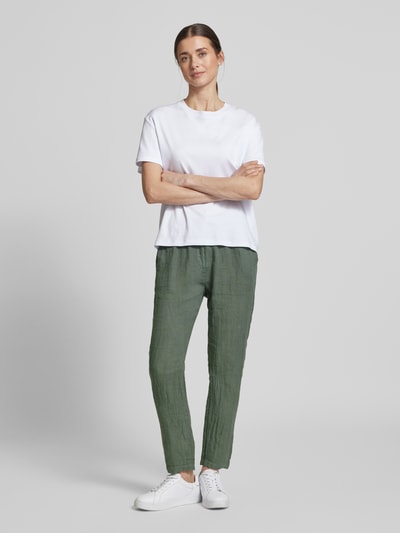 ZABAIONE Leinenhose mit elastischem Bund Khaki 1