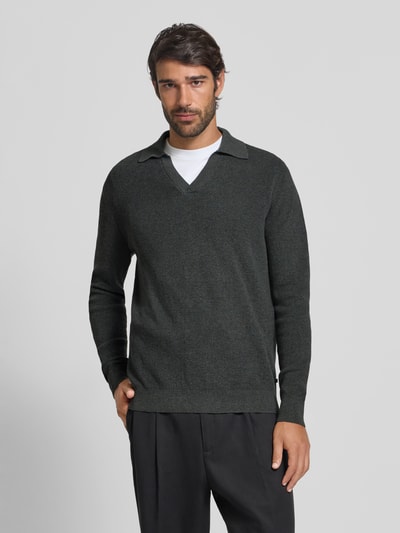 Matinique Gebreide pullover met ribboorden, model 'kollo' Antraciet - 4