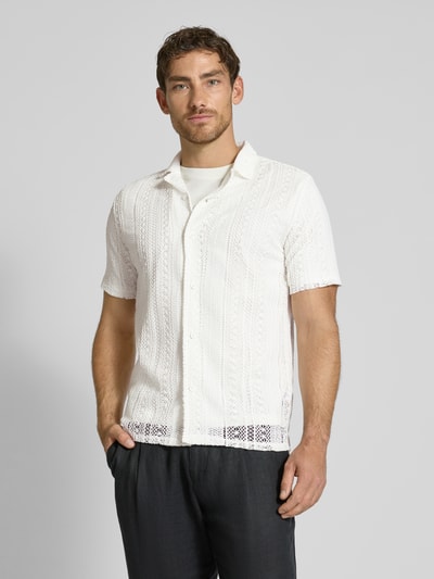 Lindbergh Relaxed Fit Strickhemd mit Resortkragen Offwhite 4