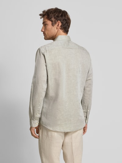 Jake*s Slim Fit Freizeithemd aus Leinen-Baumwoll-Mix Hellgruen 5