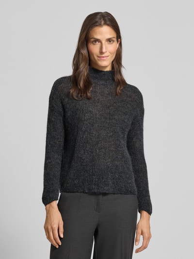 MM Sweter z dzianiny o kroju comfort fit z dodatkiem wełny model ‘TENNA’ Antracytowy melanż 4