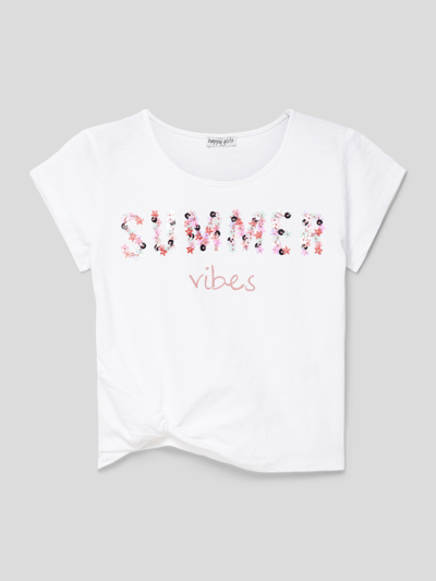 Happy Girls T-shirt met statementprint Wit - 1