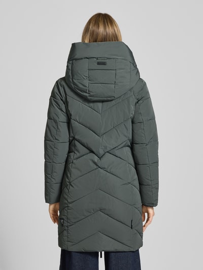 khujo Regular fit gewatteerde lange jas met logoprint, model 'Darka' Donkergroen - 5