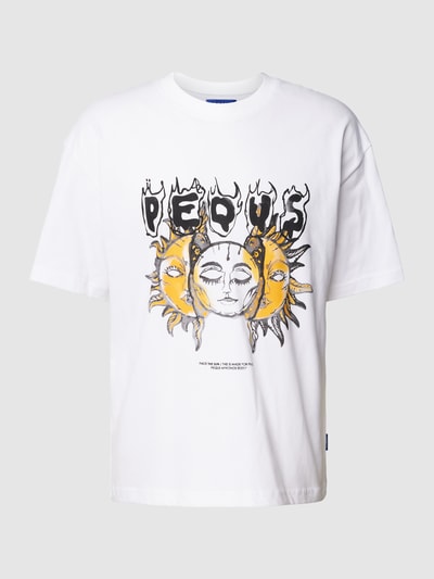 PEQUS T-Shirt mit Motiv-Print Modell 'Face The Sun' Weiss 2