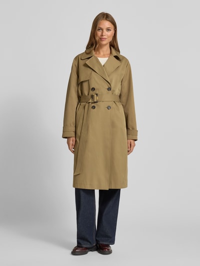 More & More Trenchcoat van katoenmix met reverskraag Kaki - 4