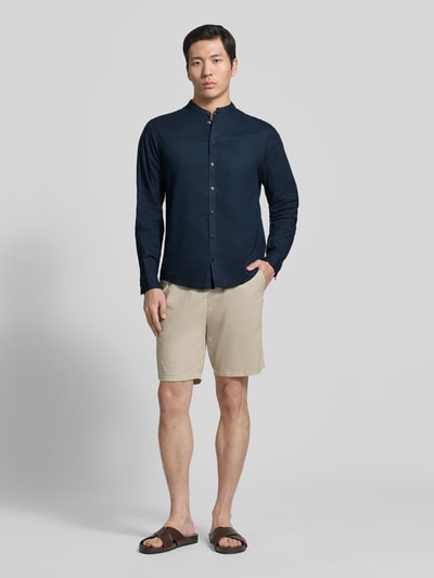 Casual Friday Slim Fit Freizeithemd mit Stehkragen Modell 'Anton' Marine 1