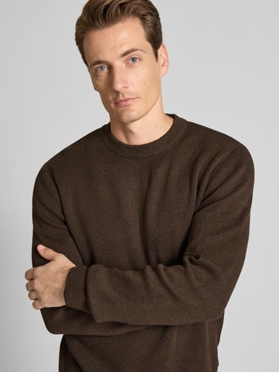 Jack & Jones Premium Strickpullover mit Rundhalsausschnitt Modell 'MILANO' Dunkelbraun 3