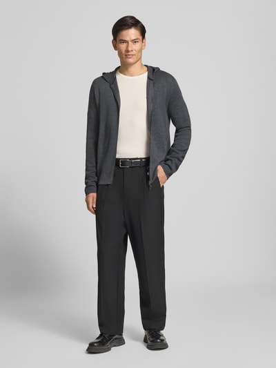 Christian Berg Men Regular Fit Strickjacke mit Lanawoll-Anteil Graphit Melange 1