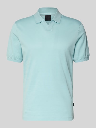 Produktfoto, Regular Fit Poloshirt mit Strukturmuster von bugatti in Hellblau, reine Baumwolle, Polokragen, V-Ausschnitt, Label-Detail