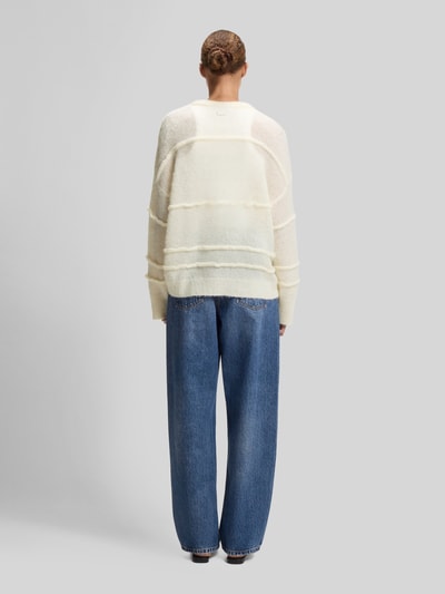 HUGO Blue Oversized Pullover aus Material-Mix mit Woll-Anteil Ecru 5
