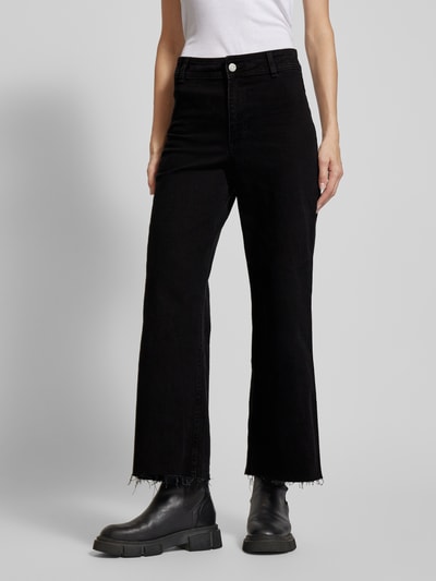 Mango Wide Leg Jeans mit Fransen Modell 'CATHERIN' Black 4