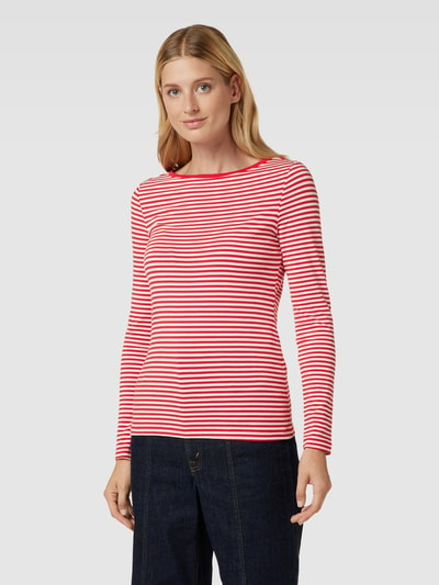 Montego Longsleeve mit Streifenmuster und U-Boot-Ausschnitt Rot 4