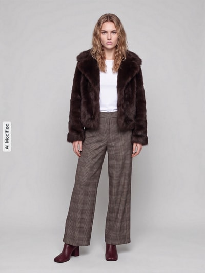 ONLY Relaxed Fit Webpelzjacke Cropped Modell 'DAWN LIFE' Schoko 1