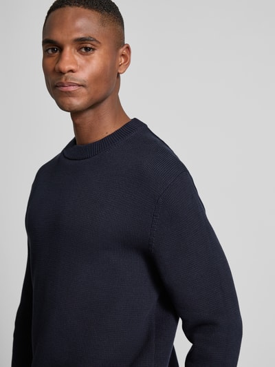 SELECTED HOMME Gebreide pullover met ribboorden, model 'DANE' Marineblauw - 3