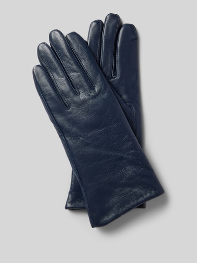 FI.NE Touchscreen-handschoenen van leer met siernaden Marineblauw - 1