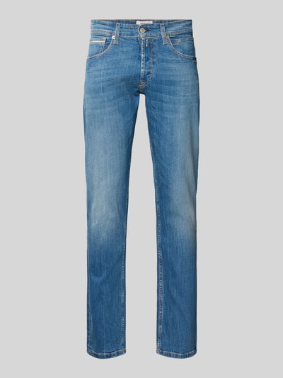 Produktfoto, Straight Fit Jeans im Used-Look Modell 'GROVER' von Replay in hellblauem Baumwoll-Elasthan-Mix mit Eingrifftaschen und leichter Waschung