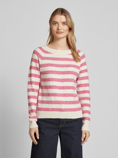 Vero Moda Weicher Langarm Pullover mit Rundhalsausschnitt Modell 'DOFFY' Pink Melange 4