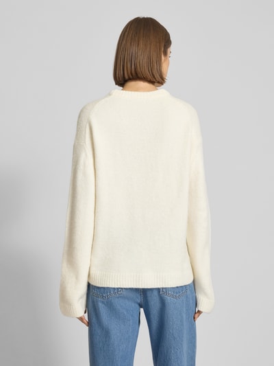 Gina Tricot Oversized Strickpullover mit Leinen-Anteil Offwhite 5