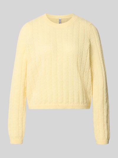 PIECES Regular Fit Pullover mit gerippten Ärmelbündchen Modell 'ADA' Hellgelb 1