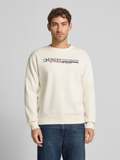 Tom Tailor Denim Regular fit sweatshirt van katoenmix Offwhite - 4