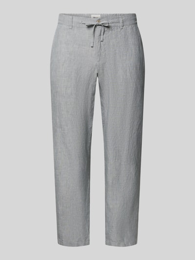 Produktfoto, Slim Fit Leinenhose aus reinem Leinen Modell 'Fabio' von Brax, hellgrau, unifarben, Gürtelschlaufen, Tunnelzug, Leinenstruktur.