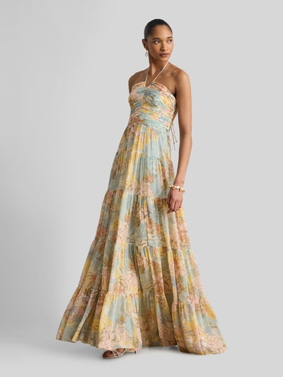 Lauren Ralph Lauren Neckholder Abendkleid mit Allover-Muster Beige 1