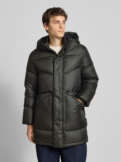 Marc O'Polo Denim Regular fit donsjack met tunnelkoord in de taille Donkergroen - 4