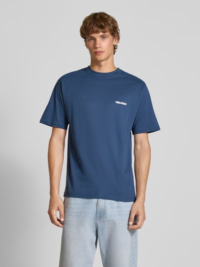 REVIEW T-shirt z logo i okrągłym dekoltem Ciemnoniebieski 4
