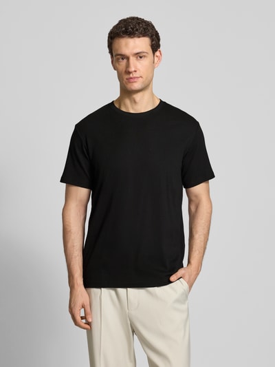 Selected Homme T-shirt z mieszanki bawełny, krój regular fit, model 'SPENCER' Czarny 4