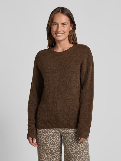 MSCH Copenhagen Gebreide pullover met ronde hals, model 'Festina Hope' Donkerbruin - 4