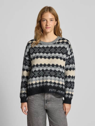 Pepe Jeans Regular fit gebreide pullover met wol, modell 'CELESTINE' Donkergrijs gemêleerd - 4