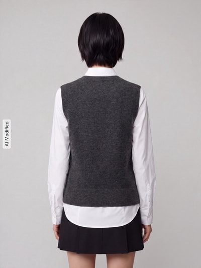 s.Oliver BLACK LABEL Regular Fit Pullunder mit Woll-Anteil Anthrazit 5