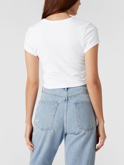 REVIEW Cropped T-Shirt mit Label-Applikation Weiß 5