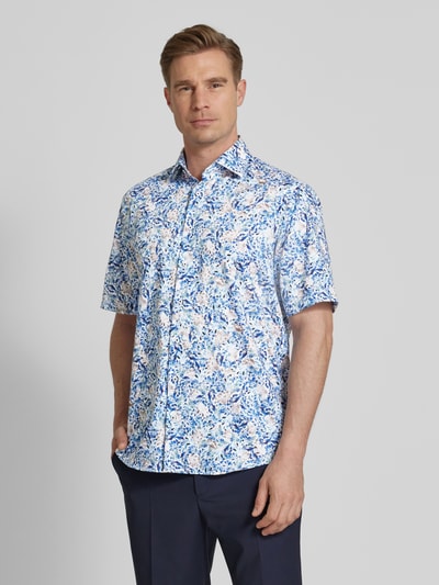 Eterna Comfort fit zakelijk overhemd met all-over print Bleu - 4